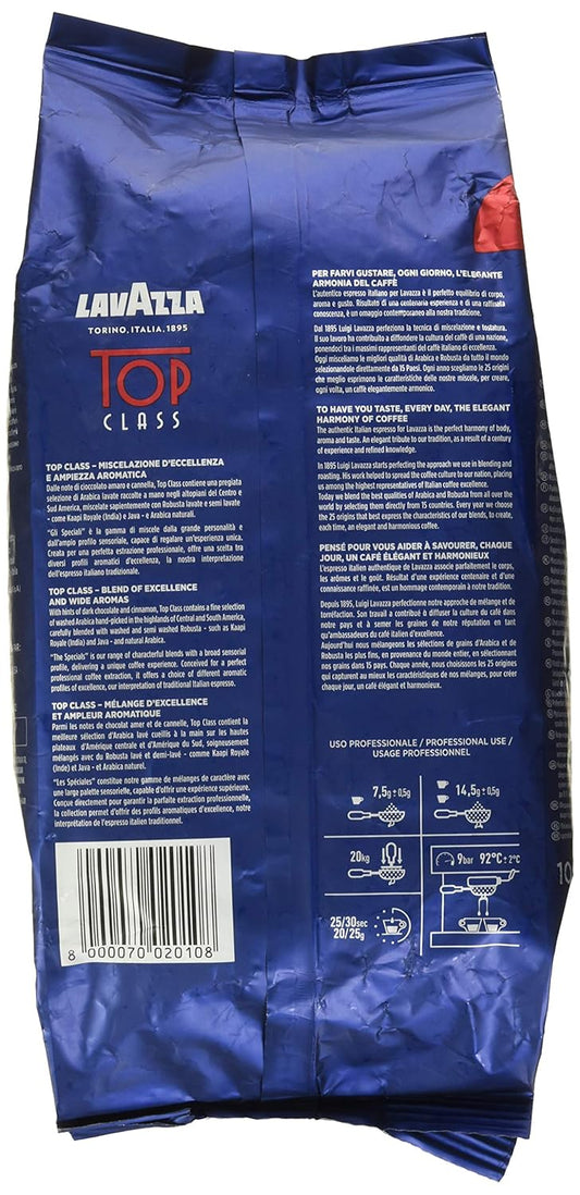 Lavazza Top Class Whole Bean Coffee Blend, Medium Espresso Roast Bag, 2.2 Pound (Pack Of 1), Authentic Italian, Blended And Roasted In Italy, Full Bodied With Smooth And Balanced Flavor