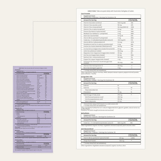 Perelel 1St Trimester Prenatal Pack - Prenatal Omega 3 Vitamins For Women - Gluten, Dairy And Soy-Free + Non-Gmo (30 Daily Pill Packs)