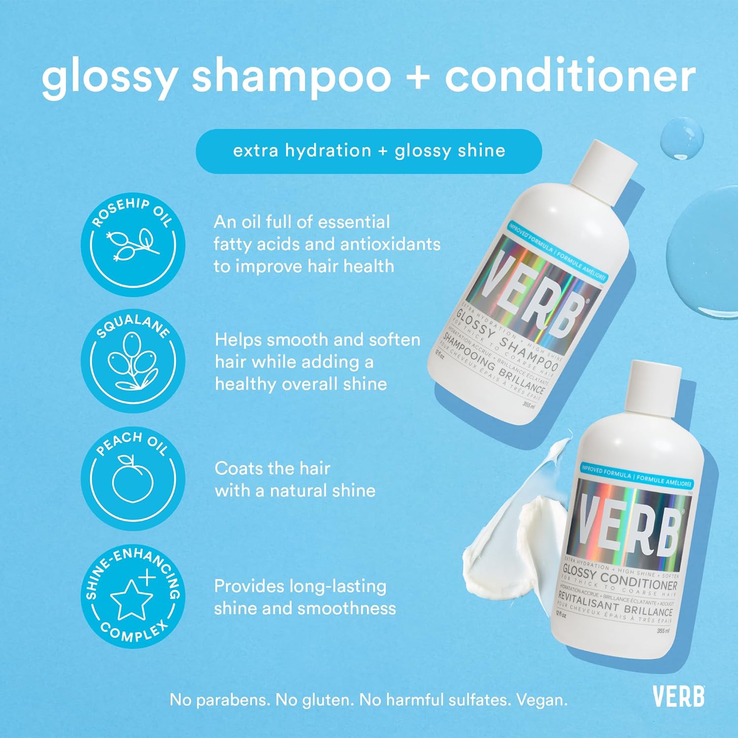 VERB Glossy Shampoo, 12 fl oz : Beauty & Personal Care