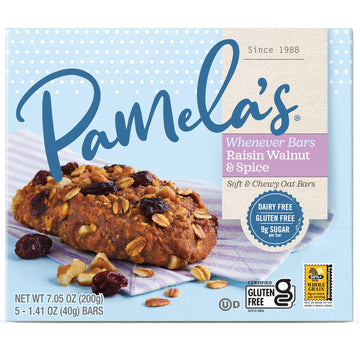 Pamela's Products Gluten Free Whenever Bars, Raisin Walnut Spice, 30 Count , 42.3 Oz (Pack of 6)
