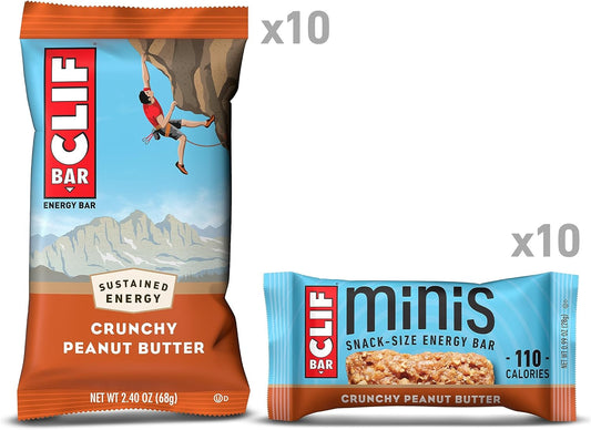 Clif Bar - Crunchy Peanut Butter - Full Size And Mini Energy Bars - Made With Organic Oats - Non-Gmo - Plant Based - 2.4 Oz. And 0.99 Oz. (20 Count)