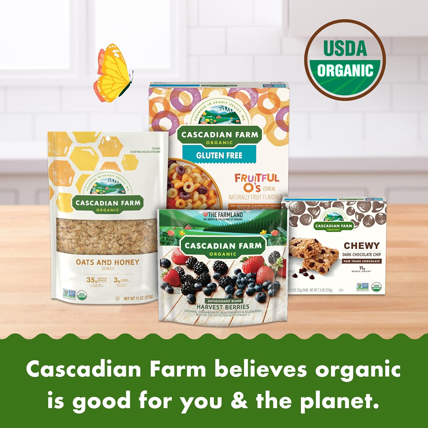 Cascadian Farm Organic Hearty Morning Fiber Cereal, Non-GMO, 14.6 oz. : Everything Else