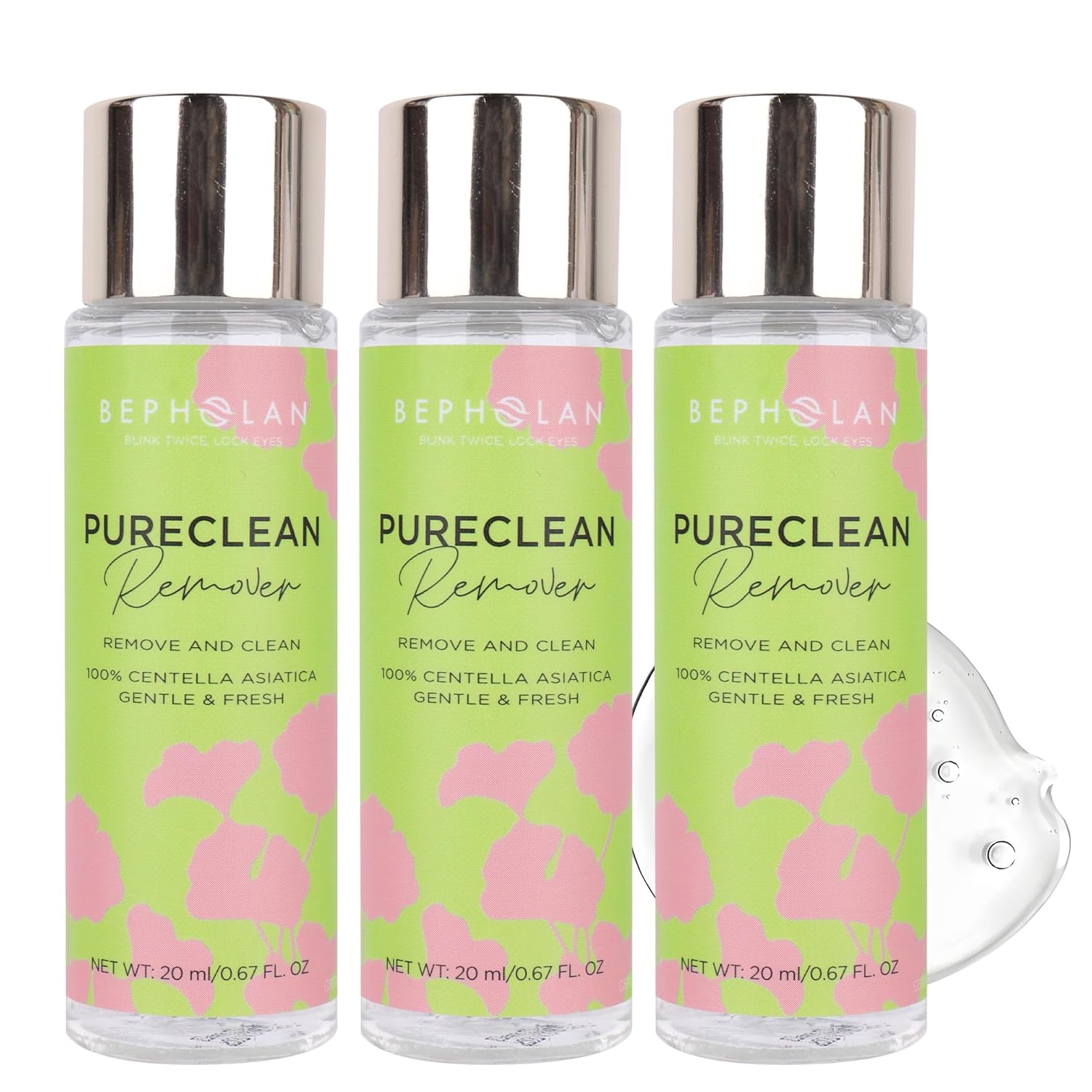 Bepholan Cluster Lash Glue Remover, Diy Eyelash Extension Remover, Bond & Seal Adhesive Professional & Self Use, For Sensitive Eyes, Eye Makeup & Mascara Remover