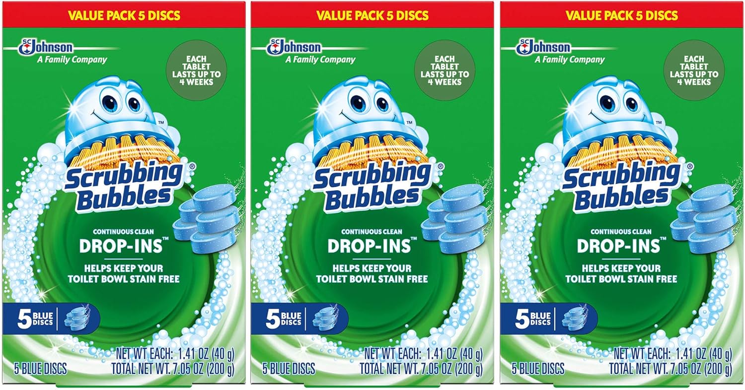 Scrubbing Bubbles Toilet Tablets, Continuous Clean Toilet Drop Ins, Helps Keep Toilet Stain Free And Helps Prevent Limescale Buildup, 5 Count, Pack Of 3 (15 Total Tablets)