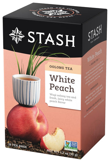 Stash Tea White Peach Wuyi Oolong Tea - Caffeinated, Non-Gmo Project Verified Premium Tea With No Artificial Ingredients, 18 Count (Pack Of 6) - 108 Bags Total