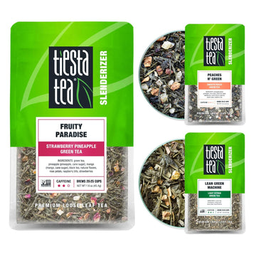 Tiesta Tea - Green Loose Leaf Tea Gift Box | 3 Pouches, Medium Caffeine, Hot & Iced Tea, Tea Assortment With Light Citrus & Fruity Green Tea Bags, Loose Leaf Green Tea Variety Box