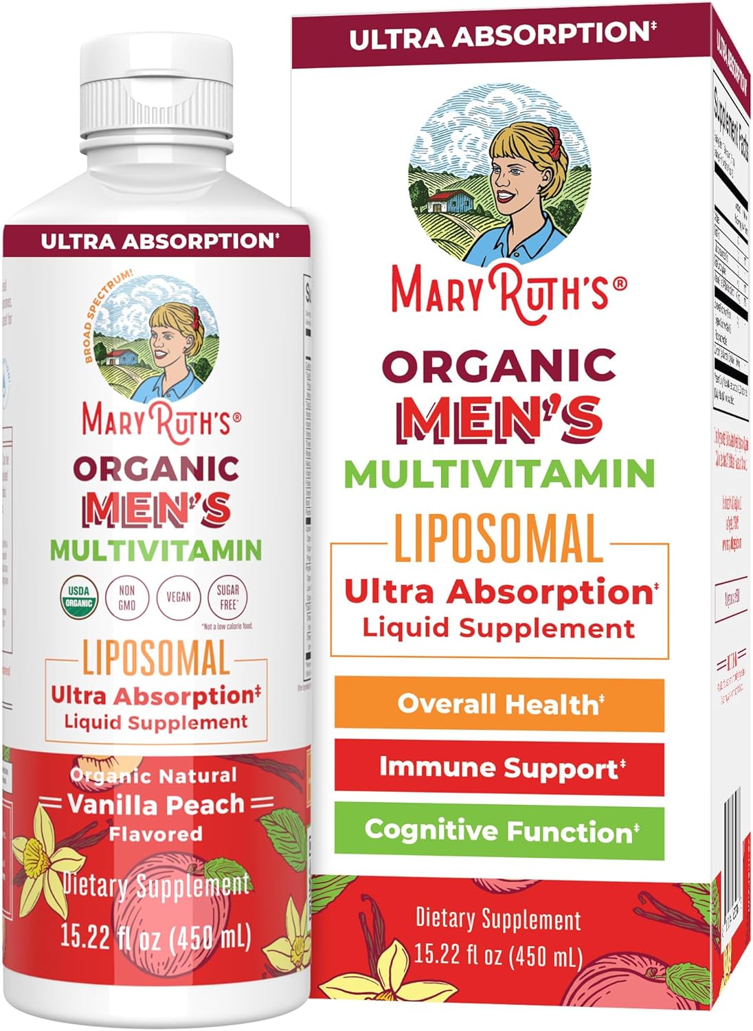 Maryruth Organics Multivitamin For Men | Sugar Free Womens Multivitamin | Liquid Vitamins For Men | Immune Support Supplement | Cognitive Health & Overall Wellness | Vegan | Non-Gmo | 15.22 Fl Oz