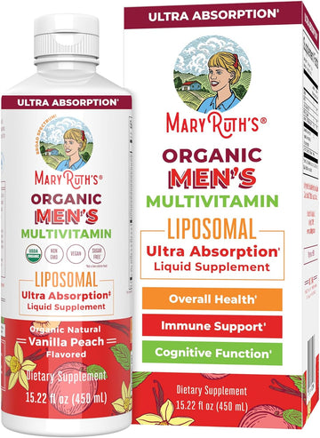 Maryruth Organics Multivitamin For Men | Sugar Free Womens Multivitamin | Liquid Vitamins For Men | Immune Support Supplement | Cognitive Health & Overall Wellness | Vegan | Non-Gmo | 15.22 Fl Oz
