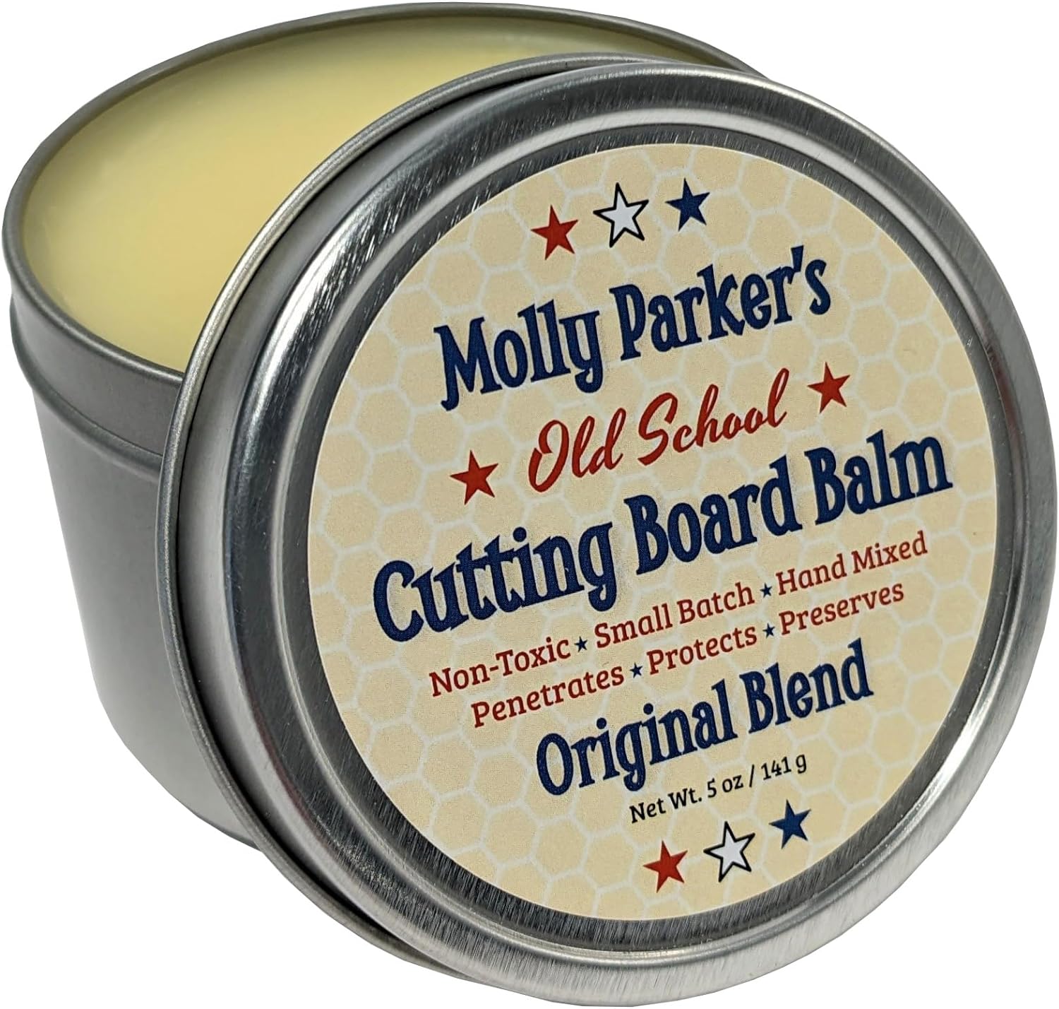 Molly Parker's Old School Cutting Board Balm - Wood Finish - Cutting Board Sealer - Non Toxic - Beeswax - Food Safe - Made in America