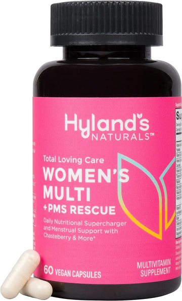 Hyland's Naturals Total Loving Care Multivitamin for Women + PMS Rescue - 60 Vegan Capsules - with L-Theanine for Focus Support & Stress Relief and Chasteberry & Dong Quai for Menstrual Support