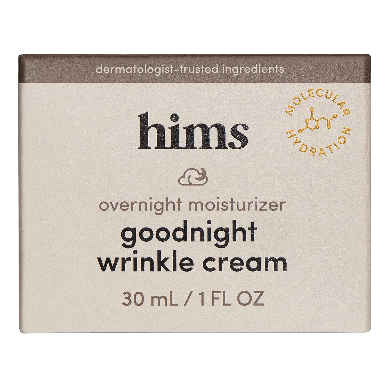 hims goodnight wrinkle cream for men - fine lines, puffiness, dark eye circles - caffeine, hyaluronic acid, night cream, almond scent - vegan, cruelty-free, no parabens - (1oz)