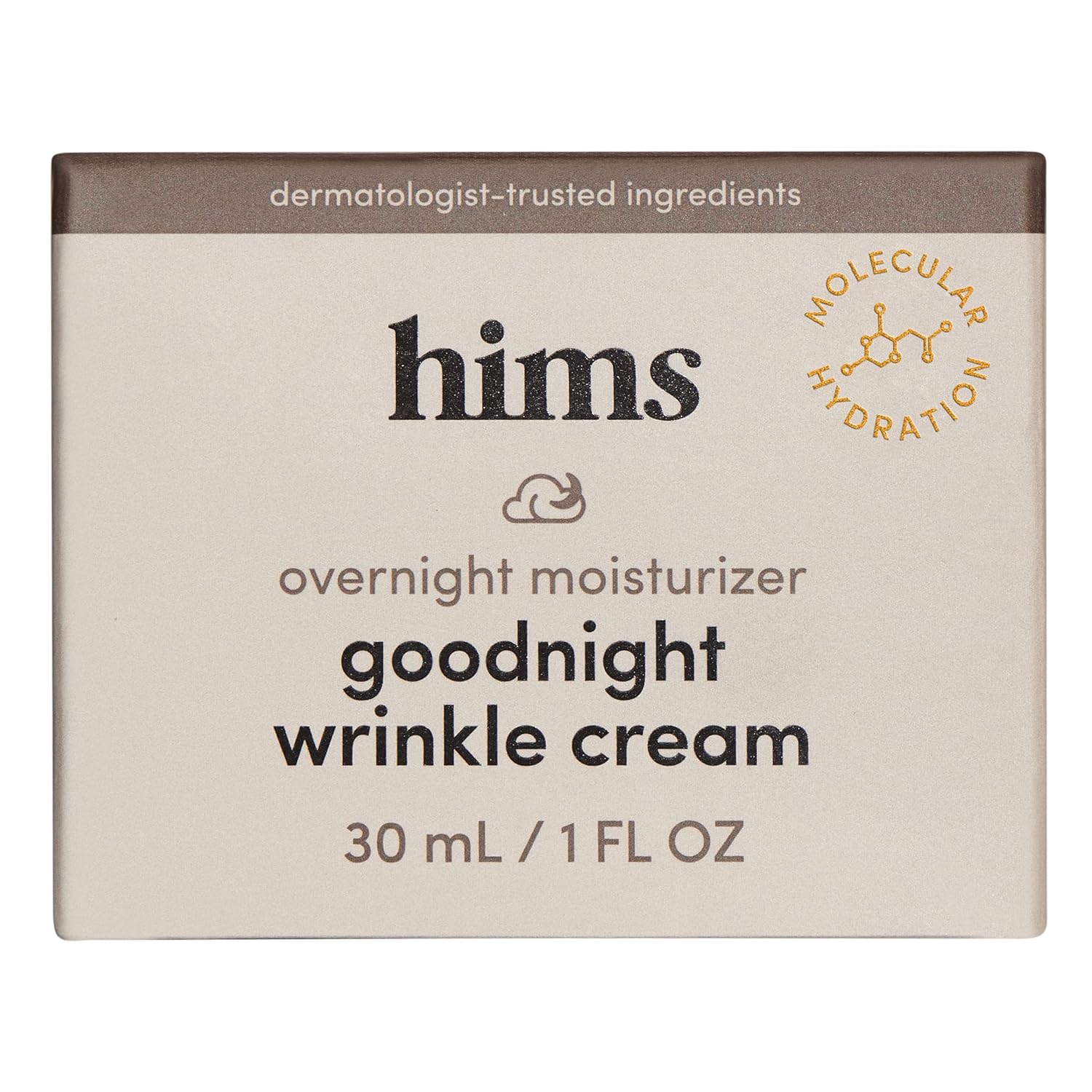 Hims Goodnight Wrinkle Cream For Men - Fine Lines, Puffiness, Dark Eye Circles - Caffeine, Hyaluronic Acid, Night Cream, Almond Scent - Vegan, Cruelty-Free, No Parabens - (1Oz)