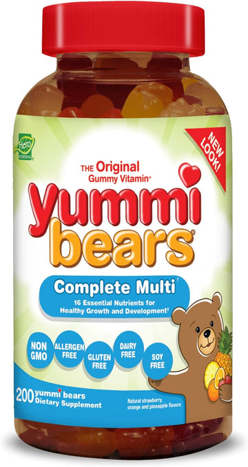 Yummi Bears Complete Multivitamin and Mineral Supplement, Gummy Vitamins for Kids, 200 Count (Pack of 1)