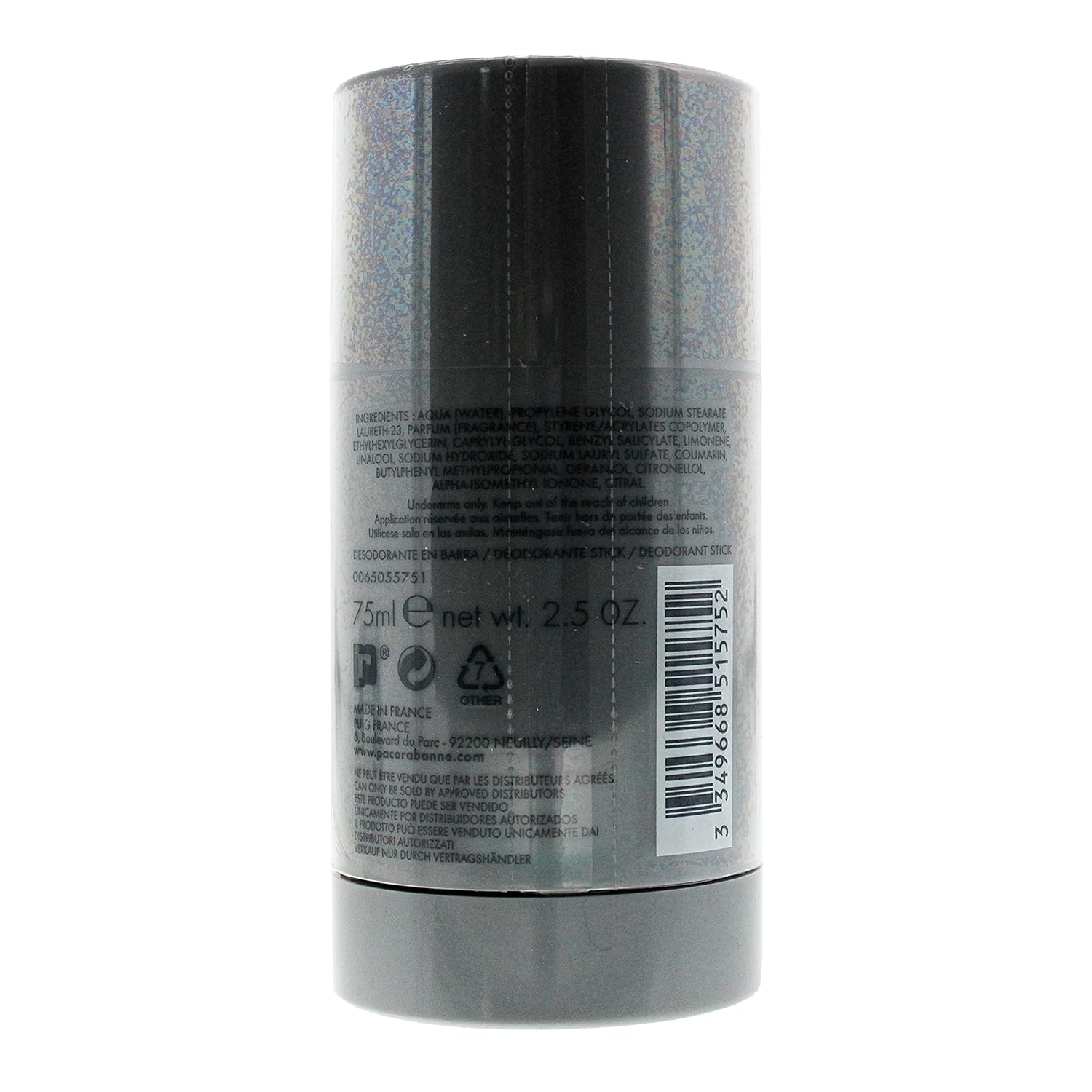 Paco Rabanne Invictus Deodorant Stick Alcohol-Free 2.5 Oz./ 75 Ml For Men By 2.5 Fl Oz : Beauty & Personal Care
