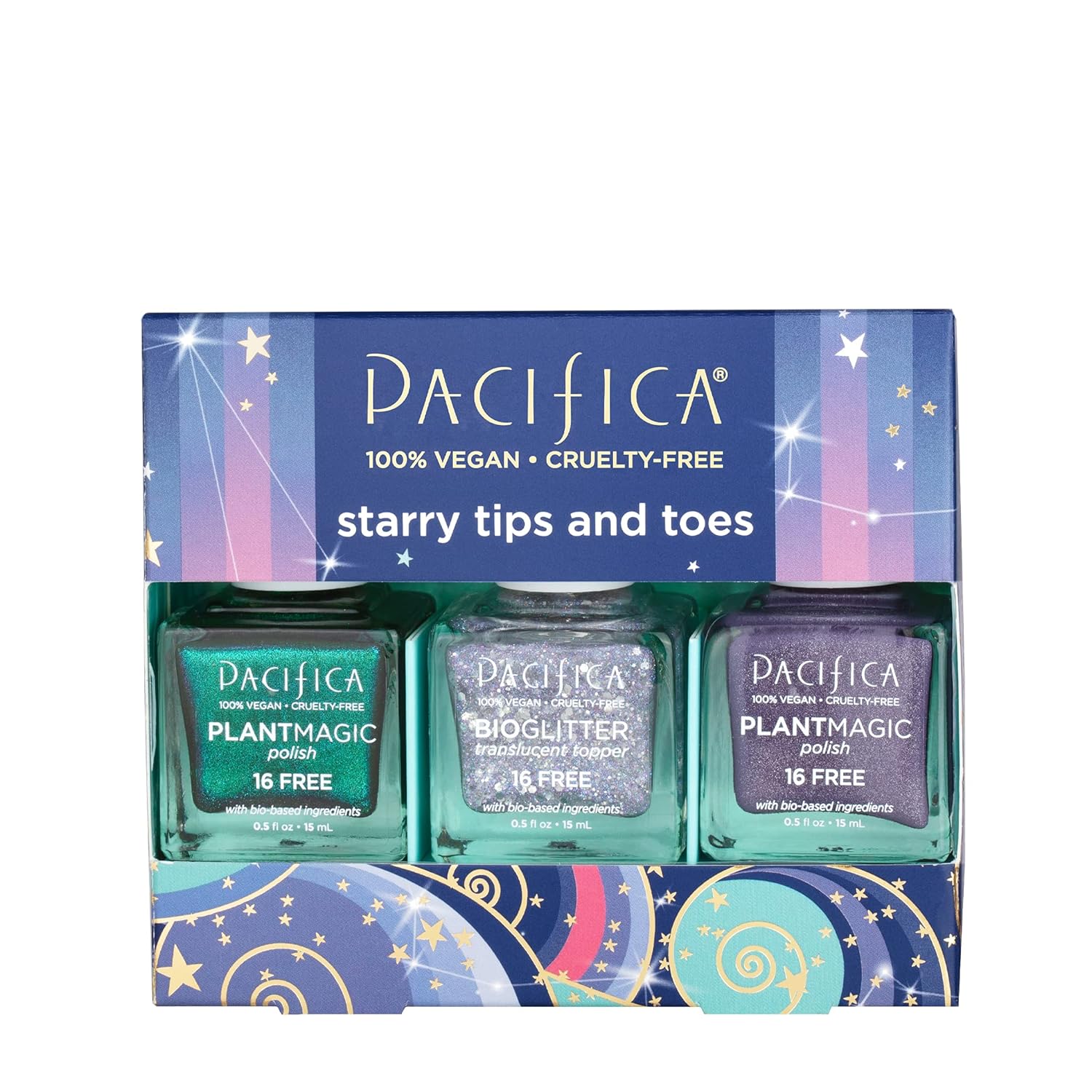 Pacifica Beauty, Plant Magic Nail Polish Set, Longwear Formula, Vegan & Cruelty Free, 3 Count : Beauty & Personal Care