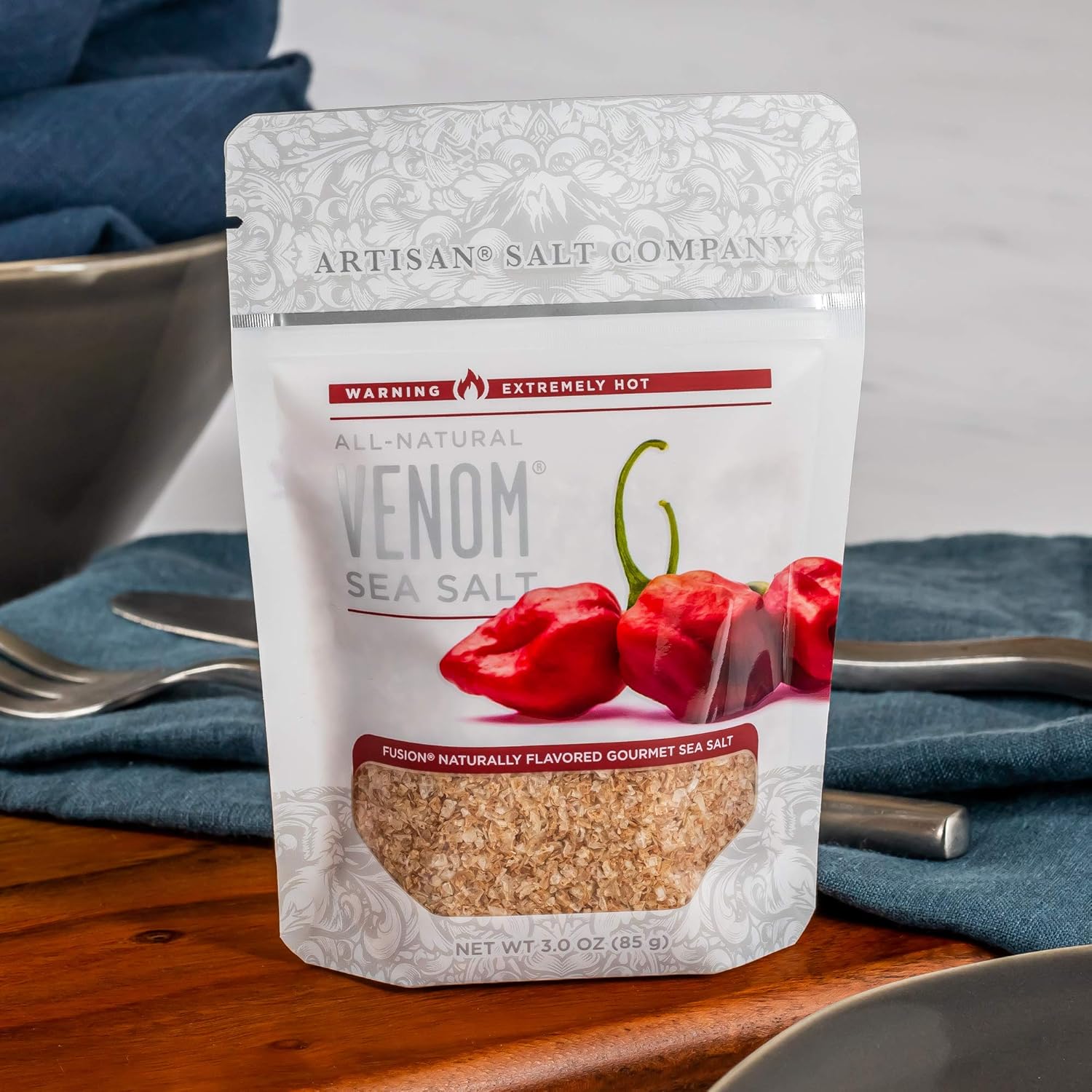 Artisan Salt Company Fusion Naturally Flavored Venom Sea Salt, Zip-Top Pouch, 3 Ounce