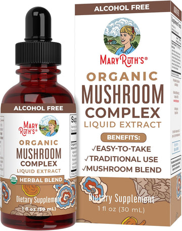 Maryruth Organics Usda Organic Mushroom Complex | Herbal Liquid Drops, Mushroom Supplement | Lion'S Mane, Reishi Mushroom, Shiitake Mushrooms | Nongmo, Vegan