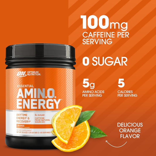 Optimum Nutrition Amino Energy - Pre Workout With Green Tea, Bcaa, Amino Acids, Keto Friendly, Green Coffee Extract, Energy Powder - Orange Cooler, 65 Servings(Packaging May Vary)