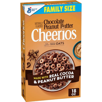 Chocolate Peanut Butter Cheerios Breakfast Cereal, Family Size, 18 OZ