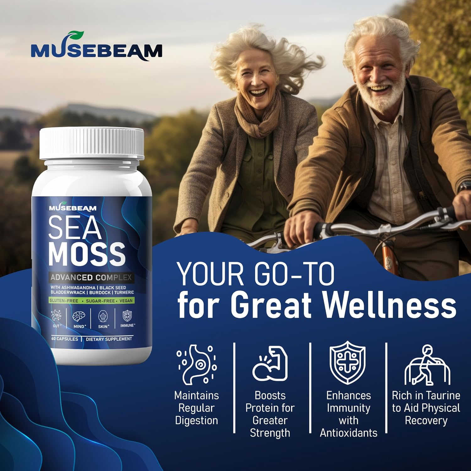 Musebeam Irish Sea Moss 6000Mg - 2000Mg Black Seed Oil Ashwagandha Burdock Root Ginger Capsules - Advanced Seamoss Vitamin Multi Mineral Complex Supplement Pills For Men Women : Health & Household