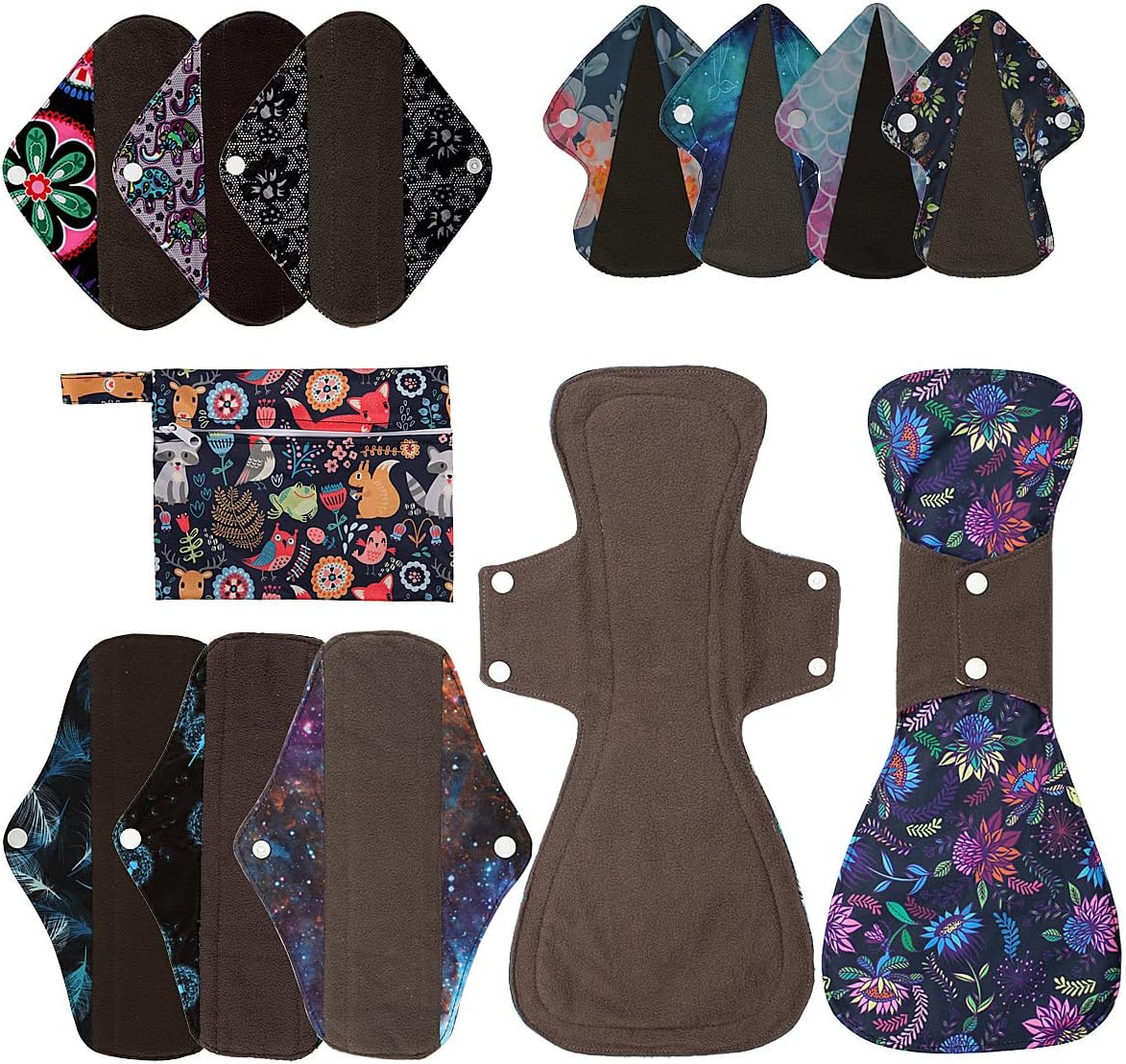 13pcs Set 1pc Mini Wet Bag + 12pcs Cloth Mama Cloth/Menstrual Pads/Reusable Sanitary Pads