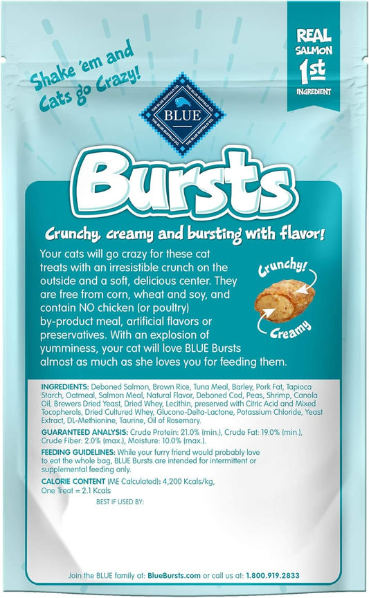 Blue Buffalo Bursts Crunchy Cat Treats, Seafood 2-Oz Bag (6 Pack)