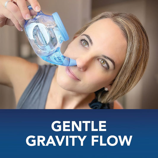 Sinucleanse Soft Tip Neti Pot Nasal Wash System, Relieves Nasal Congestion Due To Cold & Flu, Dry Air, Allergies, 30 All-Natural Saline Packets, Made In Usa