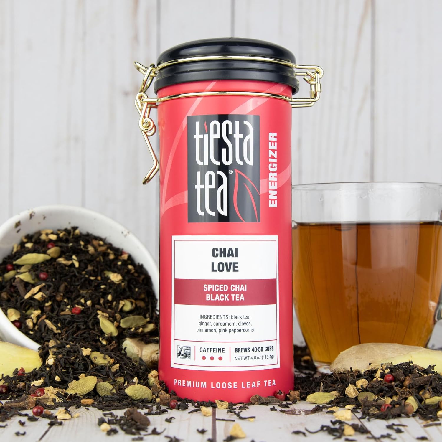 Tiesta Tea - Brewmaster and Loose Leaf Tea Gift Set | Maui Mango & Chai Love Loose Leaf Herbal Tea Blends with Infuser | High & Non Caffeinated Tea - 16oz Tea Infuser & 2 Refillable Tin Combo