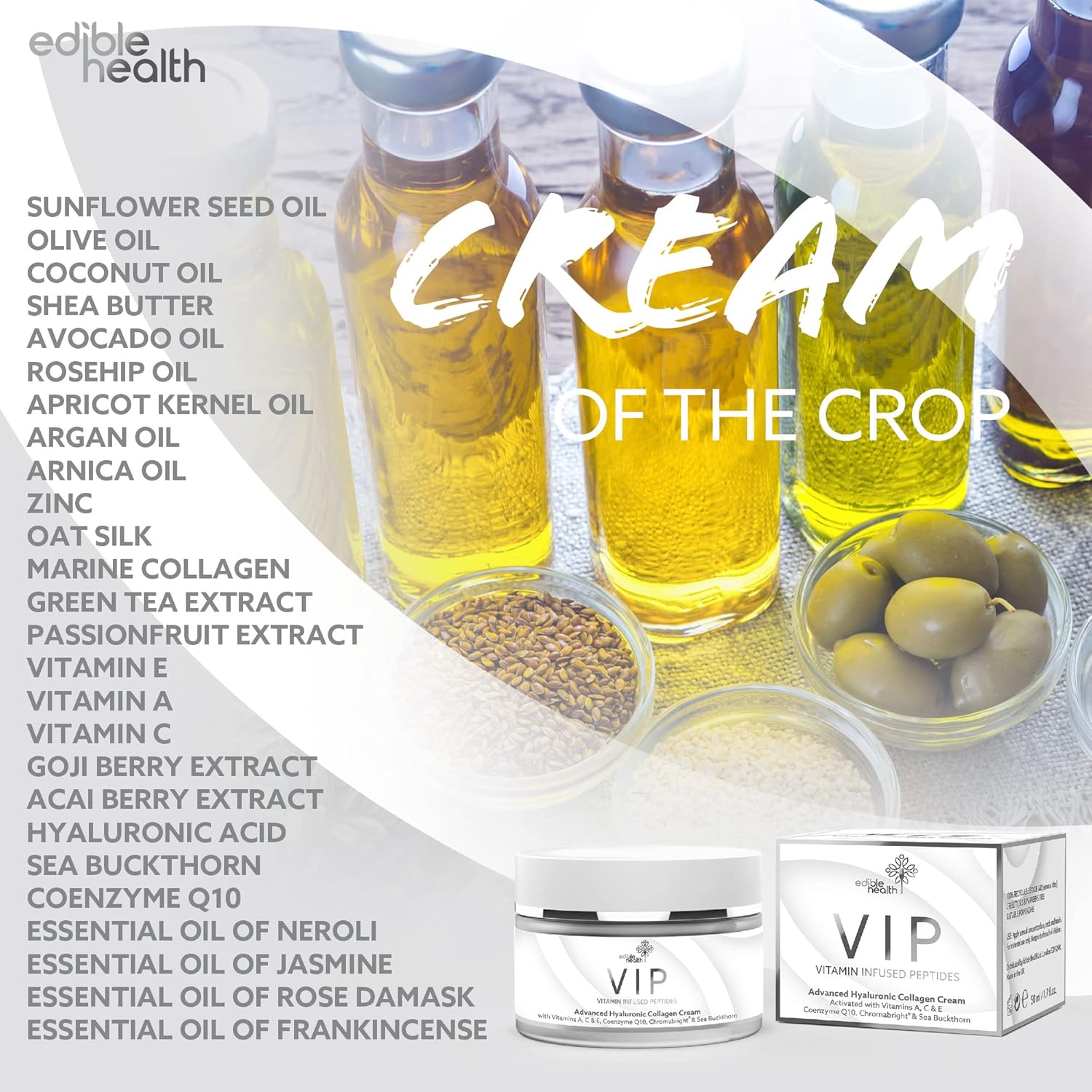Vitamin Infused Peptides. Advanced Anti-Ageing Collagen Cream + Hyaluronic Acid. Day & Night Cream. Brightening & Hydrating Vegan Collagen Moisturiser. Vitamin A, C, + E. 50ml : Amazon.co.uk: Beauty