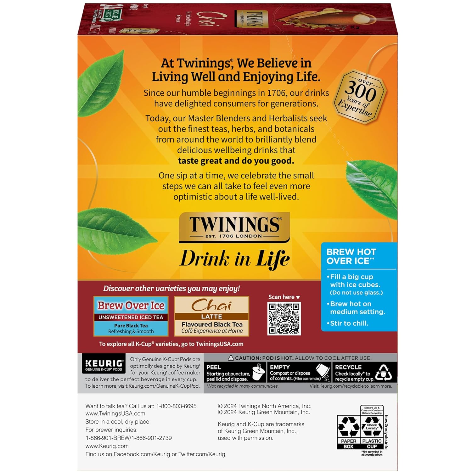 Twinings Chai Black Tea K-Cup Pods For Keurig, 24 Count (Pack Of 1), Naturally Sweet And Savoury Spice Flavours, Caffeinated, Enjoy Hot Or Iced | Packaging May Vary