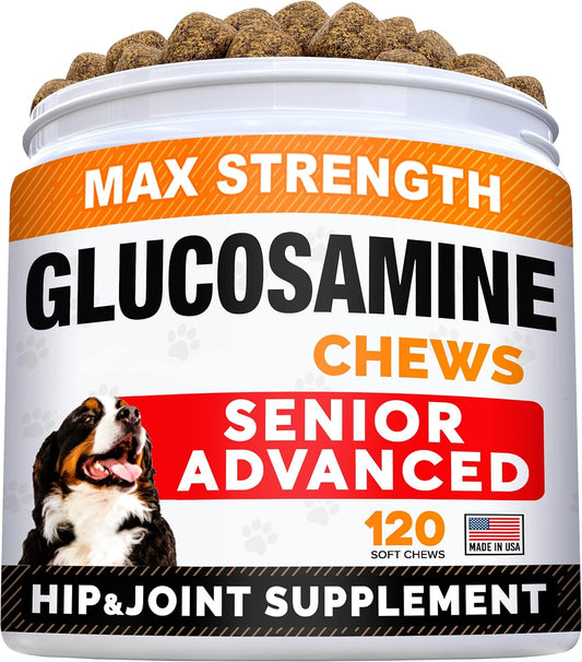 Senior Advanced Glucosamine Joint Supplement + No Poo Treats Bundle - Hip & Joint Pain Relief + Coprophagia Stool Eating Deterrent - Omega-3, Chondroitin, Msm + Probiotics & Digestive Enzymes - 240Ct