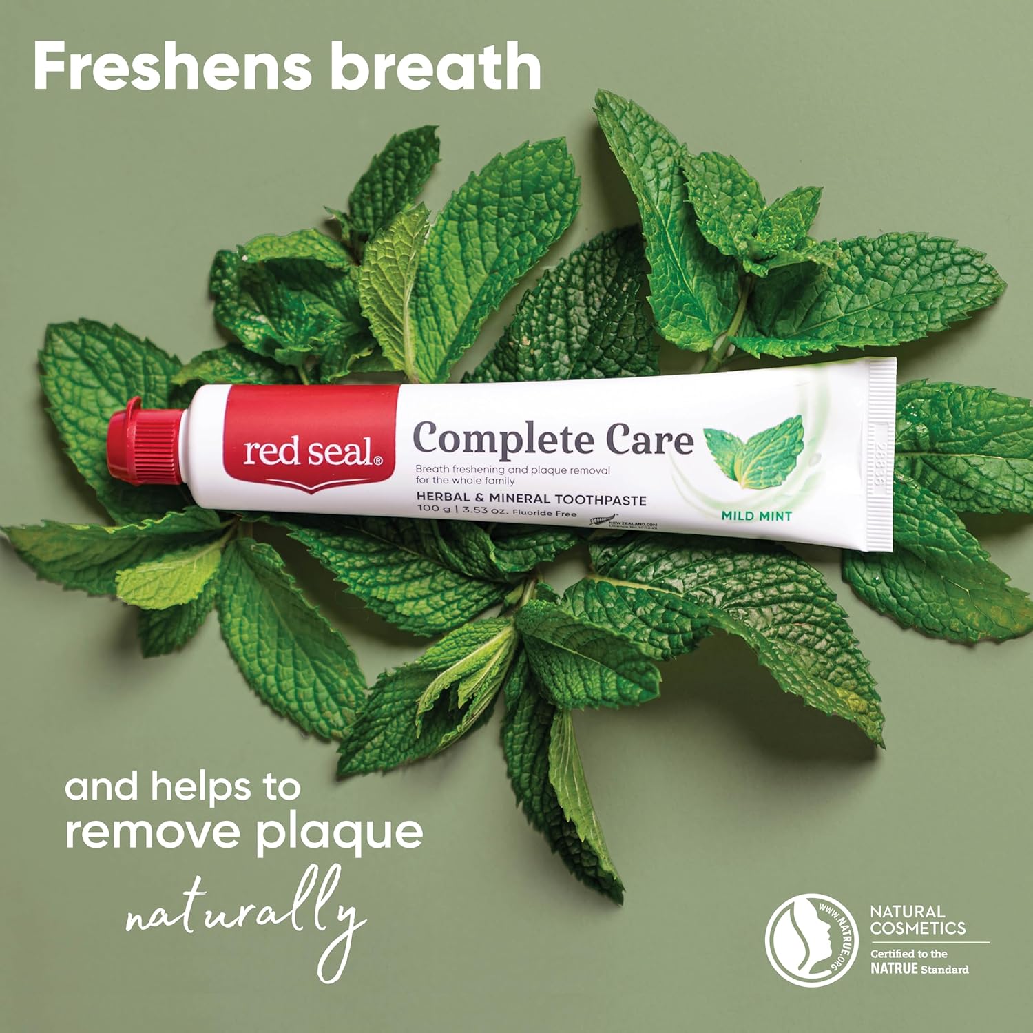 Red Seal Complete Care Mild Mint Toothpaste, Natrue Certified Natural Toothpaste For The Whole Family, Paraben & Sls Free, Fluoride Free, Vegan Friendly & Cruelty Free, No Artificial Flavors, 3.53 Oz : Health & Household