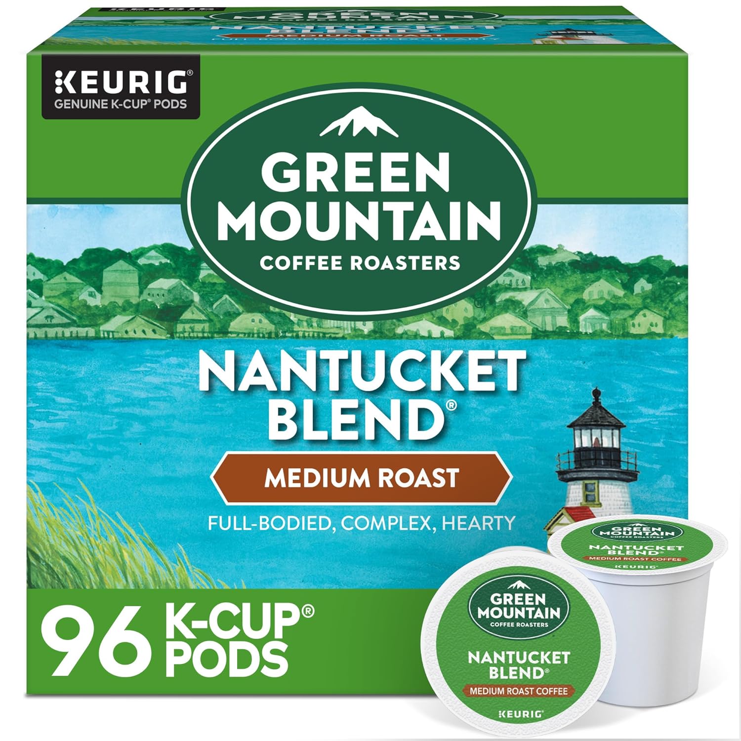 Green Mountain Coffee Roasters Nantucket Blend Keurig Single-Serve K-Cup Pods, Medium Roast Coffee, 96 Count (4 Packs of 24)