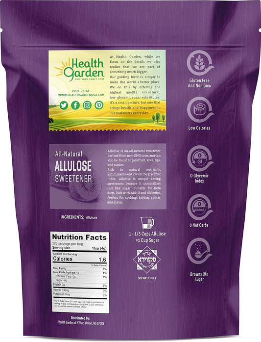 Health Garden Allulose Sweetener - Gluten And Sugar Free - Zero Net Carb - Non Gmo - Kosher - Keto Friendly (14 Oz) : Grocery & Gourmet Food
