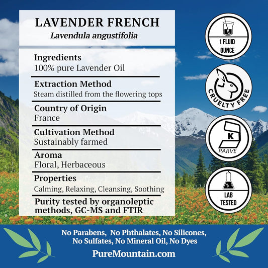 Lavender (Lavendula Angustifolia) French Essential Oil - 100% Pure Natural & Kosher - 1 Fl Oz Bottle