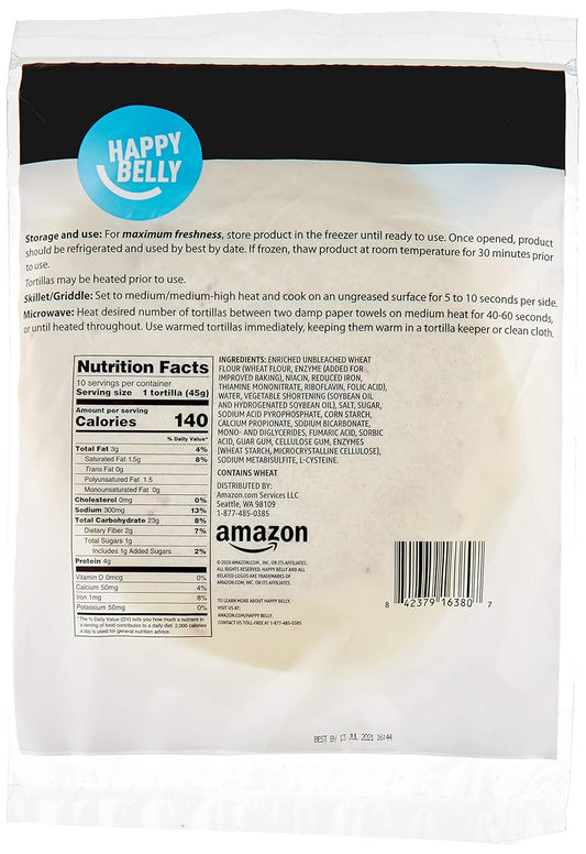 Amazon Brand, Happy Belly Flour Tortillas, Medium, 10 Count