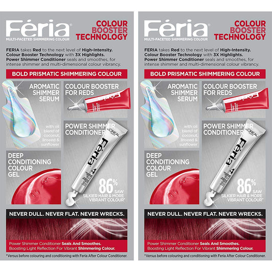 L'Oreal Paris Feria Multi-Faceted Shimmering Permanent Hair Color, R57 Intense Medium Auburn, Hair Dye Kit, Pack Of 2