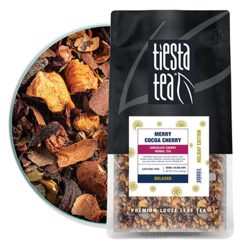 Tiesta Tea - Merry Cocoa Cherry | Chocolate Cherry Herbal Tea | Premium Loose Leaf Tea Blend | Non Caffeinated Holiday Teas | Make Hot Or Iced Tea & Brews Up To 200 Cups - 16 Oz Resealable Bulk Pouch