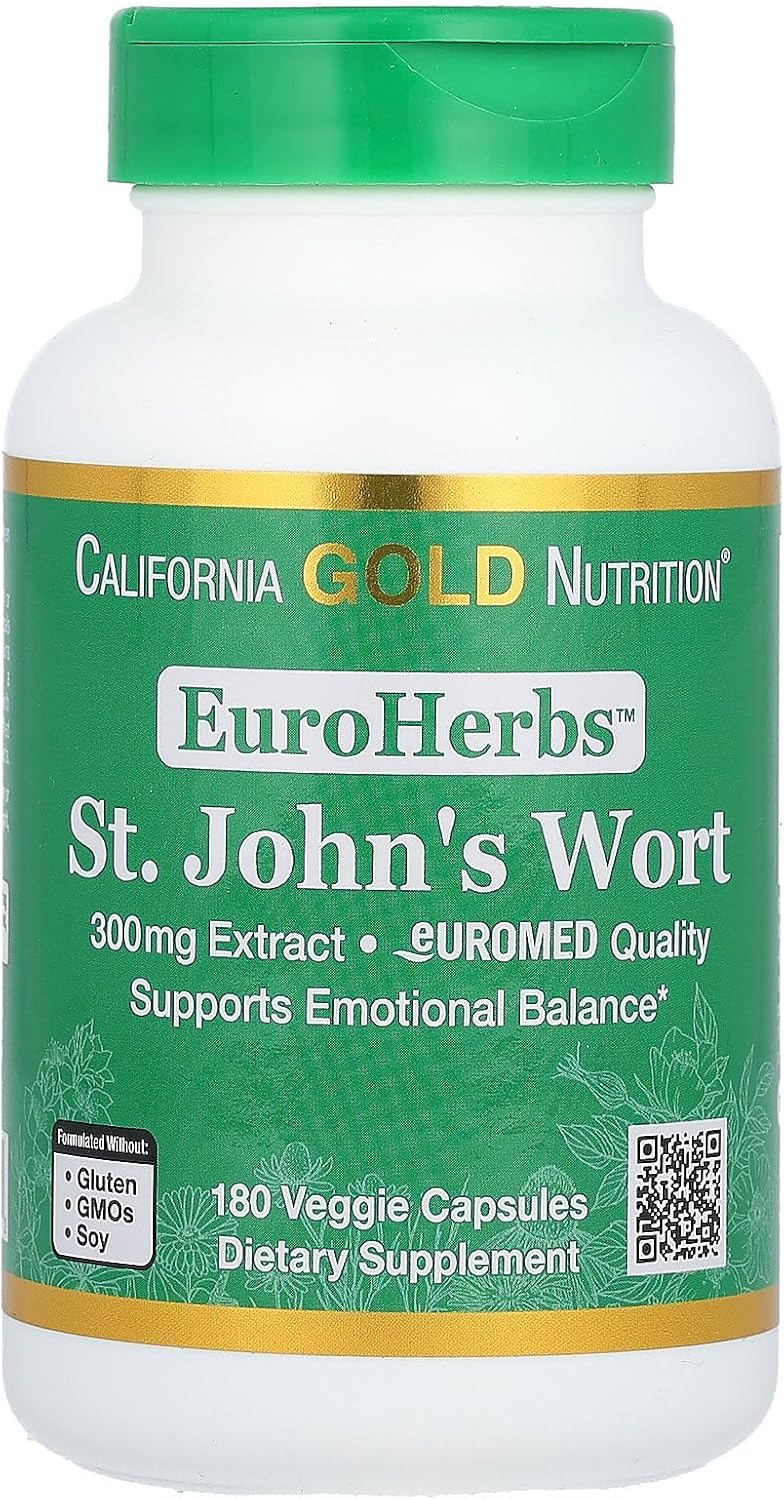 California Gold Nutrition Euroherbs, St. John'S Wort Extract, Euromed Quality, 300 Mg, 180 Veggie Capsules