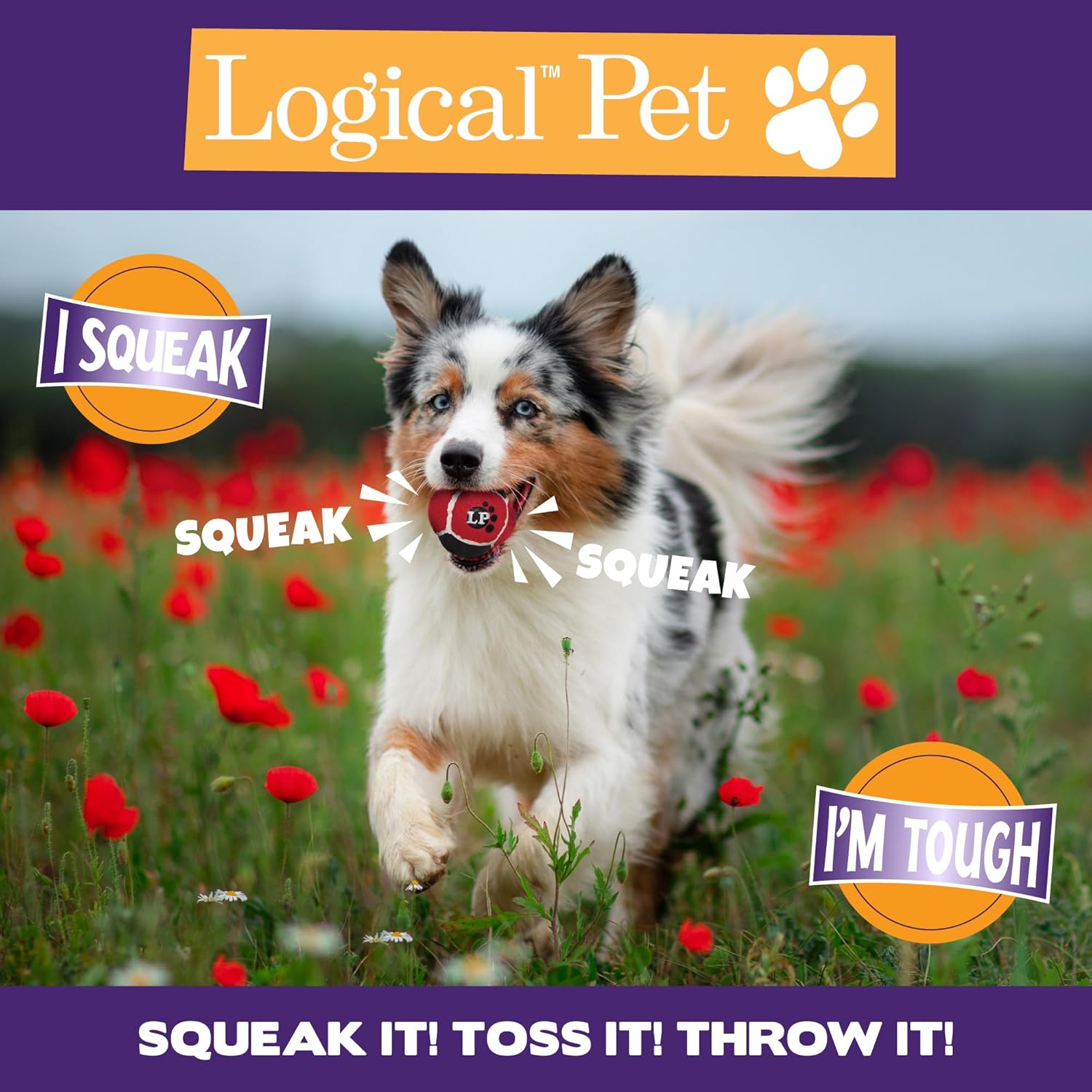 Pet Supplies : Pet Factory Logical Pet 3.5" Tennis Ball Squeaky Dog Toy - Red, One Size : Amazon.com