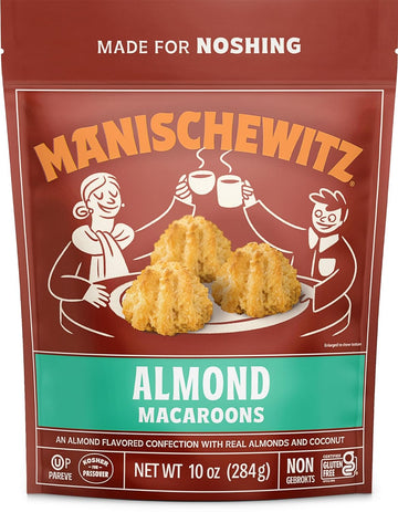 Manischewitz Almond Macaroons, 10 oz | Coconut Macaroons | Resealable Bag | Dairy Free | Gluten Free Coconut Cookie | Kosher for Passover