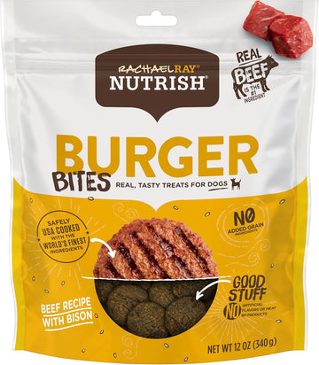 Rachael Ray Nutrish Burger Bites Real Meat Dog Treats, Beef Burger With Bison Recipe, 12 Ounces, Grain Free