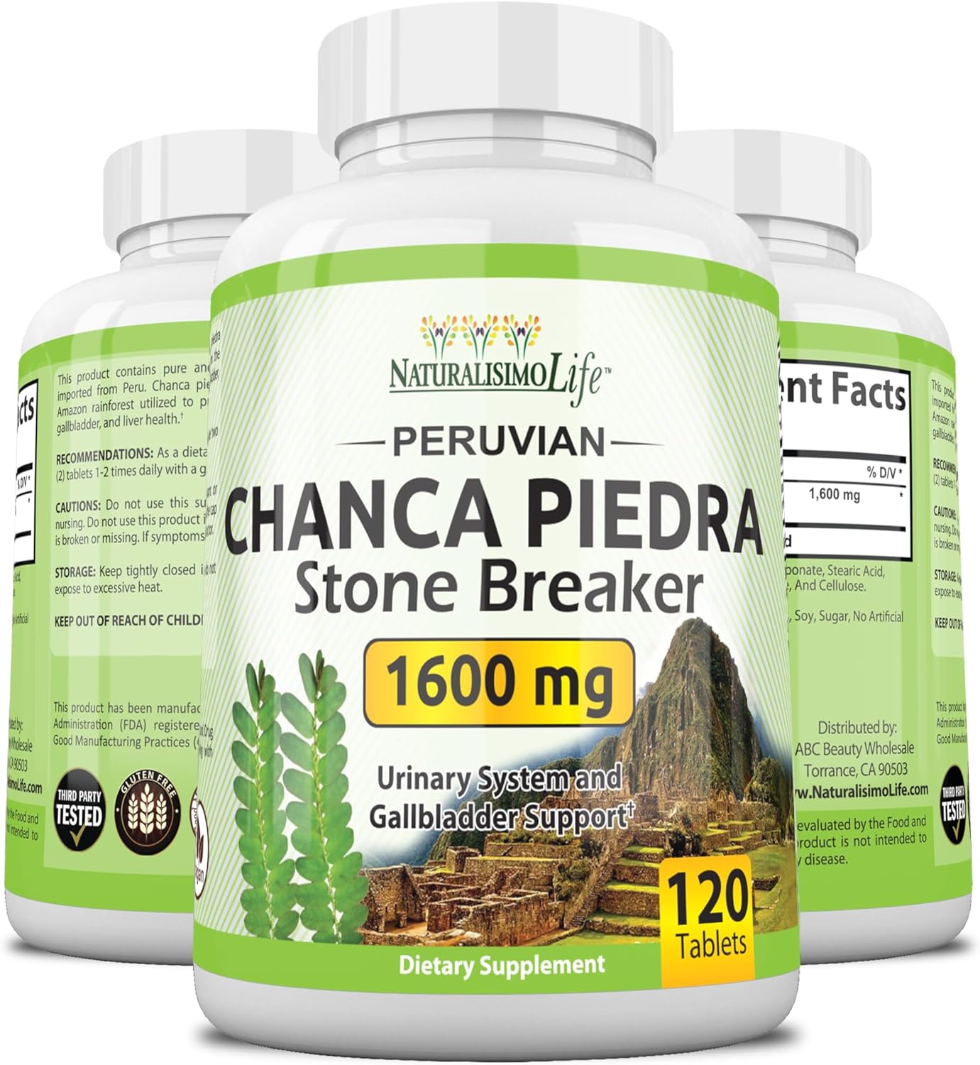 NaturalisimoLife Chanca Piedra 1600 mg - 120 Tablets Kidney Stone Crusher Gallbladder Support Peruvian Chanca Piedra Made in The USA : Health & Household