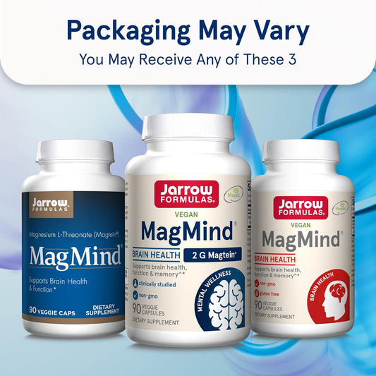 Jarrow Formulas Magmind Brain Health With Magtein (Magnesium L-Threonate), Dietary Supplement For Brain Health, Brain Supplements For Memory Support, 90 Capsules, 30 Day Supply