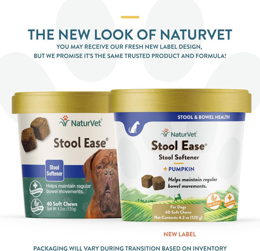 NaturVet – Stool Ease for Dogs – 40 Soft Chews – Helps Maintain Regular Bowel Movements – Enhanced with Sugar Beet Pulp, Flaxseed & Psyllium Husk – 40 Day Supply