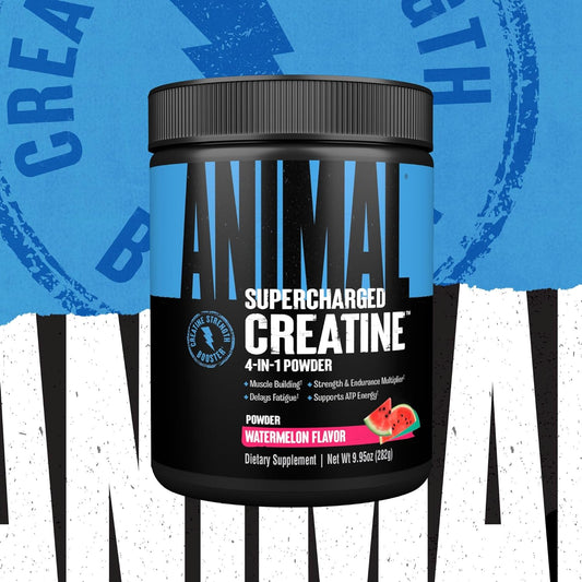 Animal Supercharged Creatine Powder - Enhanced Creatine Monohydrate Supplement Plus Betaine Anhydrous, Purpleforce And Senactiv - Delay Fatigue, Enhance Endurance, Improve Muscle Recovery - Watermelon