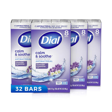 Dial Complete Antibacterial Deodorant Bar Soap, Lavender & Twilight Jasmine Scent, 4 Oz, 8 Bars (Pack Of 4)