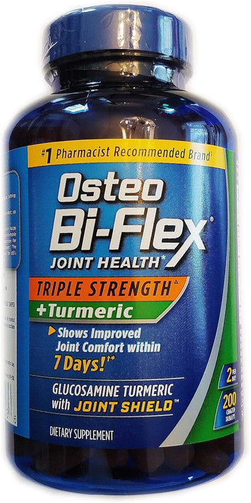 Osteo Bi-ex, Triple Strength + Turmeric, 200 Tablets, with Glucosamine HCI and Turmeric Curcumin, Joint Supplement for Men and Women