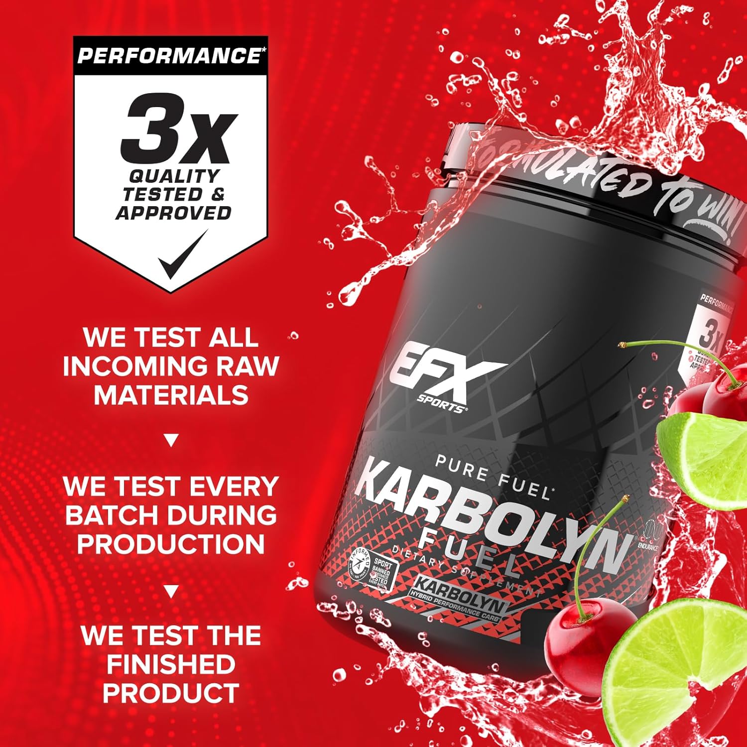 Efx Sports Karbolyn Fuel | Fast-Absorbing Carbohydrate Powder | Carb Load, Sustained Energy, Quick Recovery | Stimulant Free | 19 Servings (Cherry Limeade) : Health & Household