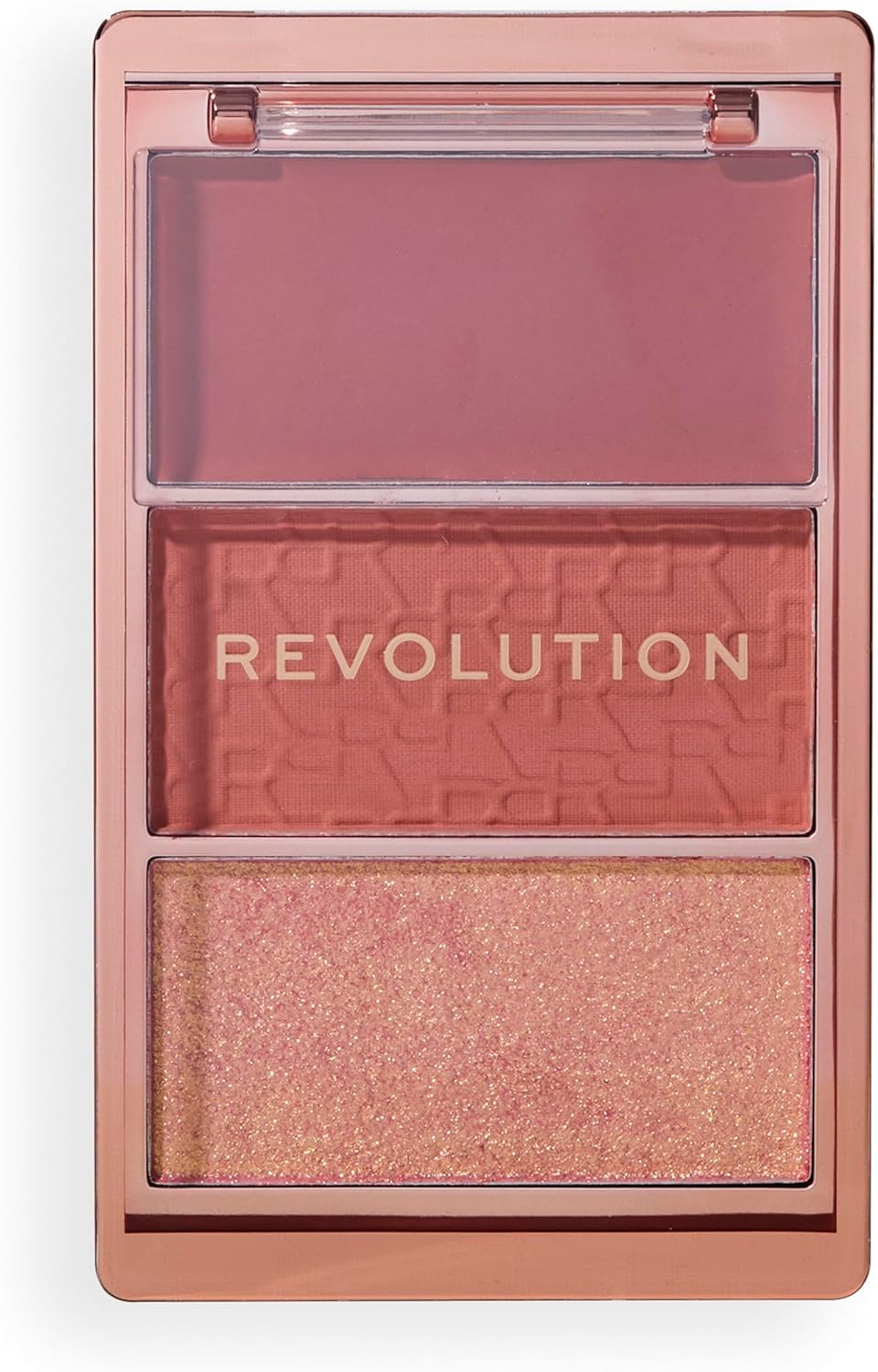 Revolution, Blush Icon Palette, Cream & Pressed Powder Blusher, Highly Pigmented, Face Palette, Vegan & Cruelty-Free, 3 Shades, Aura Points Rose